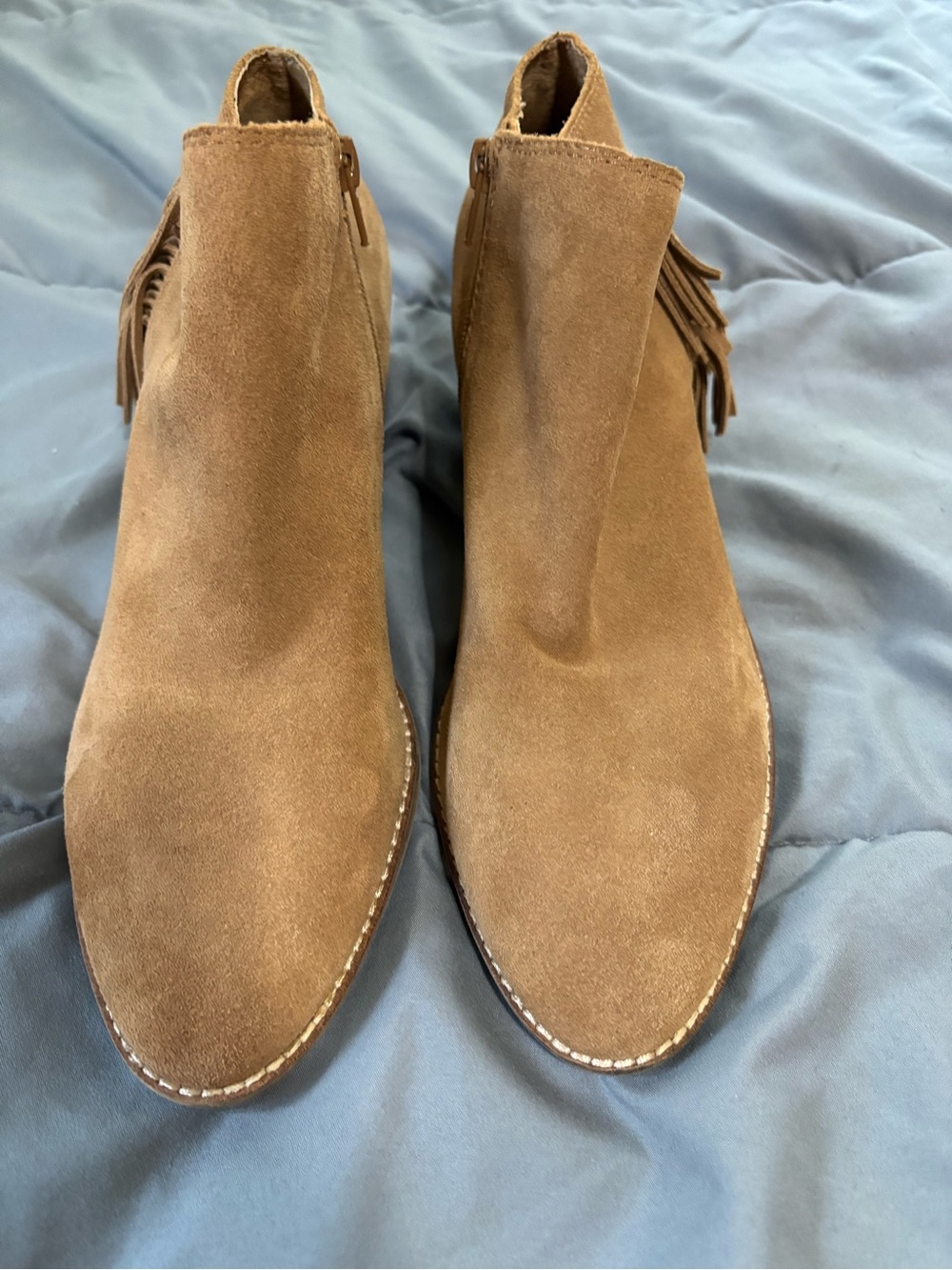 Lucky Brand Freedah Tan Suede Fringe Ankle Boots size 10M